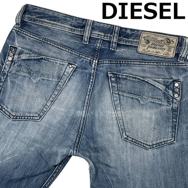 DIESEL ディーゼル MENNIT W29 (約82cm W32相当) 激ヒゲ ダメージ加工 イタリア製 デニム パンツ メンズ ジーンズ