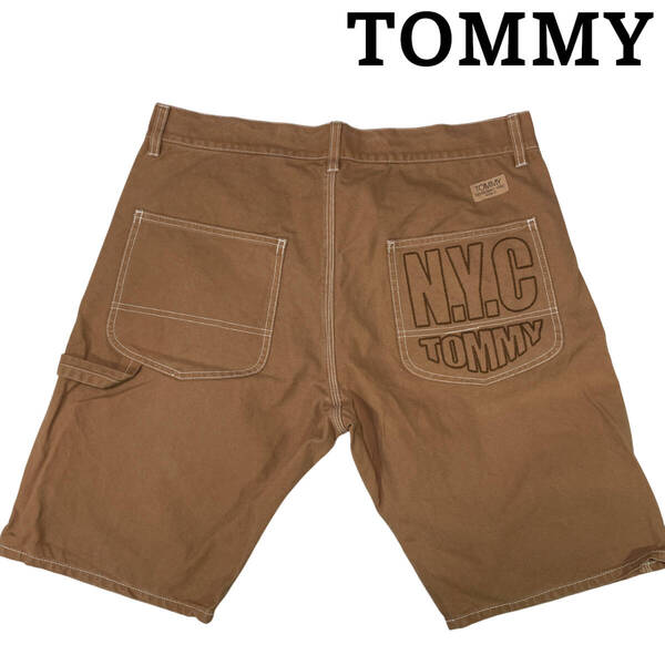 トミーヒルフィガー TOMMY HILFIGER XLサイズ (約92cm W38相当) 大きいサイス ハーフパンツ ロゴ刺繍 メンズ デニムパンツ ジーンズ