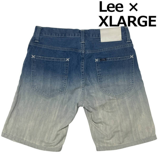 Lee x XLARGE 別注 0141702 ハーフ デニム パンツ W30 (約77cm) リー グラデーション 切替 日本製 ショートパンツ エクストララージ