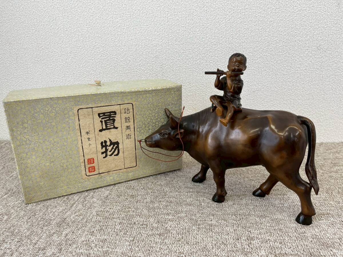 金属製 牛に乗る人物像 約30cm Yahoo!オークション -「牛童子」(金属工芸) (工芸品)の落札相場