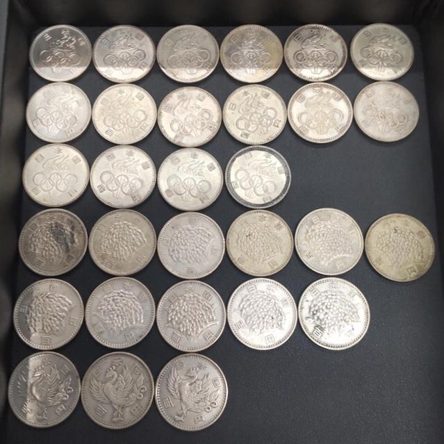 24A422○日本 銀貨セット 鳳凰 稲穂 東京オリンピック 100円