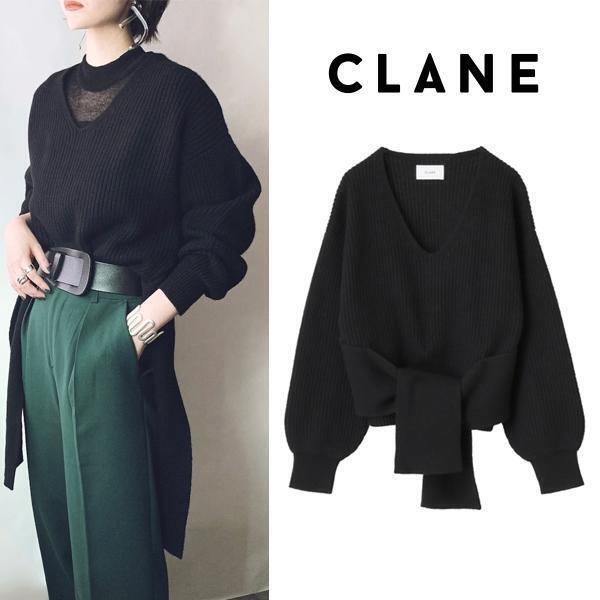CLANE クラネ リボンニットトップス ブラック