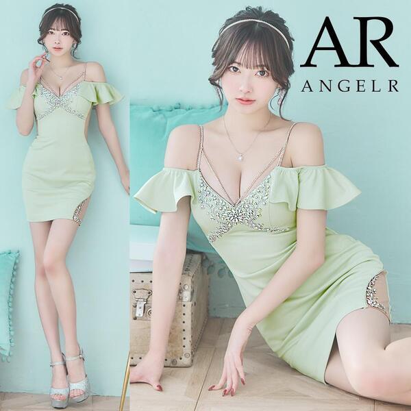 AngelR エンジェルアール バストショルダービジューフリルオフショルダータイトミニドレス