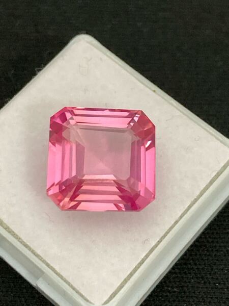 【送料込・匿名配送】13.20ct パパラチアサファイア ピンク 宝石 アッシャーカット ルース 裸石 合成 人工 大粒サイズ ジュエリー加工に