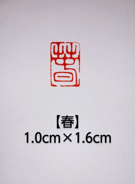 篆刻 落款印 遊印 雅印 吉語印 遼寧凍石 1.0cm×1.6cm「春」収納袋付き