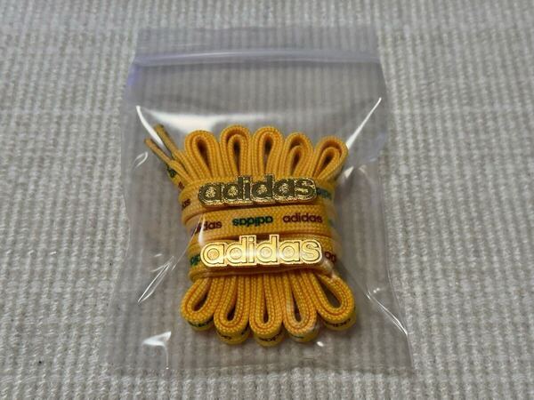 新品 未使用 アディダス adidas 靴紐 ひも シューレース イエロー 黄色 緑 赤 ロゴ 120cm スーパースター スタンスミス 金 デュブレ