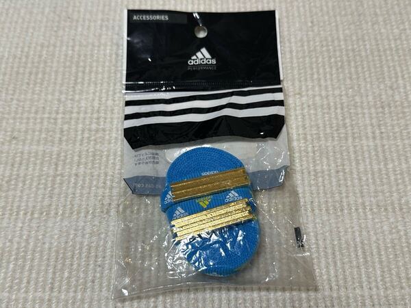 新品 未使用 未開封 アディダス adidas 靴紐 ひも シューレース 水色 白 黄色 ロゴ 120cm スーパースター スタンスミス 金 デュブレ