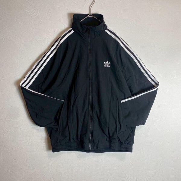 adidasナイロンジャケット ウーブンファイヤーバード ブラック 黒 XLサイズ アディダス トラックジャケット y2k