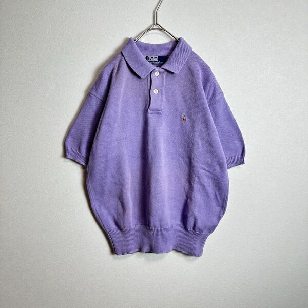 ポロバイラルフローレン サマーニットポロシャツ 半袖セーター パープル 紫 Lサイズ Polo by Ralph Lauren