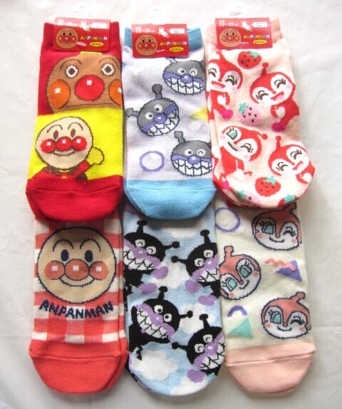 *送料無料*新品*23-25㎝*それいけ!アンパンマン*ソックス6足*ばいきんまんドキンちゃん*福助*