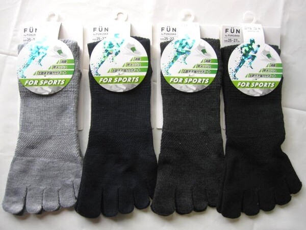 *送料無料*新品*25-27㎝*5本指ソックス4足*足圧ラボ*福助FUN FOR SPORTS*消臭・甲メッシュ・土踏まず強力サポート*4COLOR*FUKUSKE*