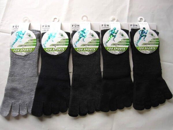 *送料無料*新品*25-27㎝*5本指ソックス5足*足圧ラボ*福助FUN FOR SPORTS*消臭・甲メッシュ・土踏まず強力サポート*4COLOR(BL2)*FUKUSKE*