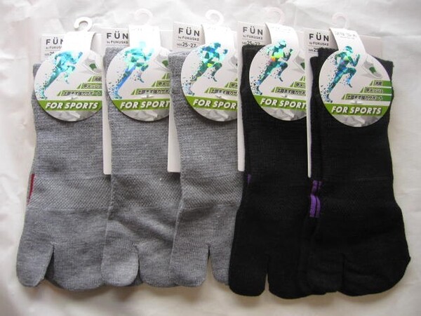 *送料無料*新品*25-27㎝*足袋ソックス5足*足圧ラボ*福助FUN FOR SPORTS*消臭・甲メッシュ・土踏まず強力サポート*2color*FUKUSKE*