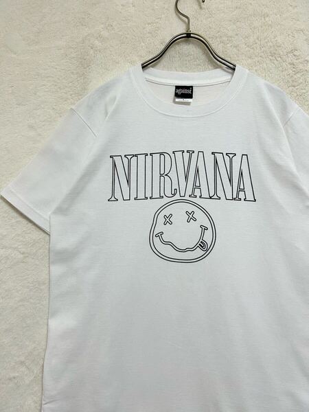【美品】古着 NIRVANA ニルヴァーナ 90’s バンドTシャツ ビンテージTシャツ L (Men's-M Lady's-F) ホワイト