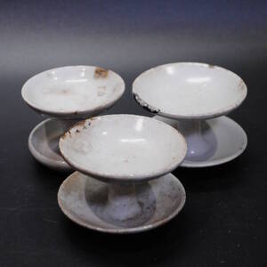 【売切り屋】たんころ 3点 灯明皿 灯火器 油皿 ひょうそく 白磁 古民具古道具 アンティーク レトロ 時代 旧家蔵出