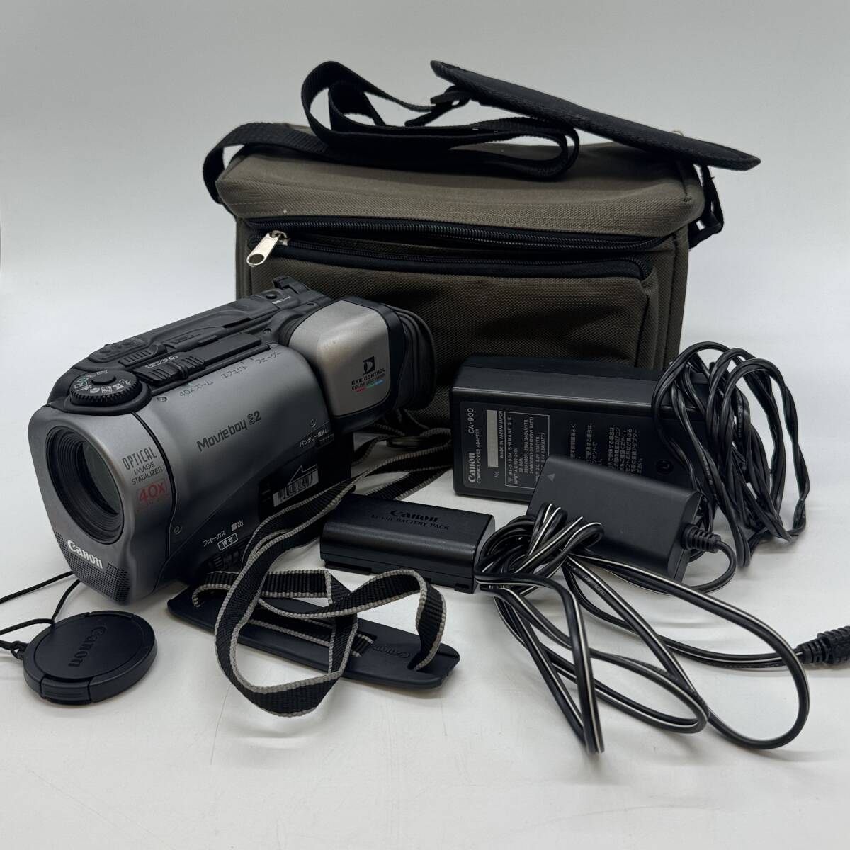 8mmビデオ ダビング ビデオカメラ MB-E2&バッテリー&新品テープ 他 撮影再生ダビングOK Canon Movie Boy E2 付属品あり Hi8 8mm