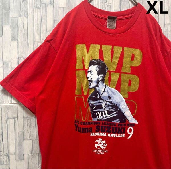 鹿島アントラーズ Jリーグ AFCチャンピオンズリーグ 2018MVP 記念Tシャツ 鈴木優磨 半袖 サイズXL デカロゴ ビッグロゴ 送料無料 メンズ