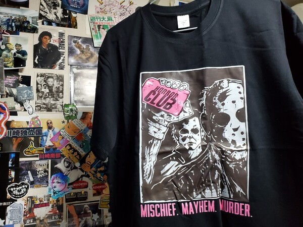 新品│ジェイソン×ファイトクラブ風│ホラームービー輸入Tシャツ│海外インポート品│サイズL│ブラック│黒│HIPHOP│ストリート