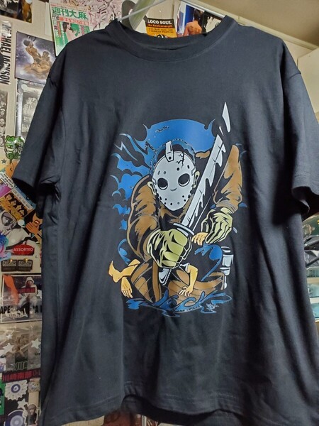 新品│プリント質悪いため激安投げ売り!│ポップアート・ジェイソン│輸入Tシャツ│海外インポート品│サイズL│黒│13日の金曜日