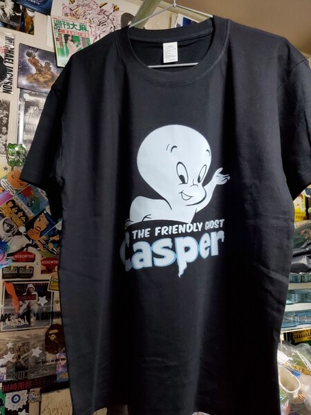 新品│キャスパー│ザ・フレンドリーゴースト│輸入Tシャツ│海外インポート品│サイズL│ブラック│黒│HIPHOP│ストリート