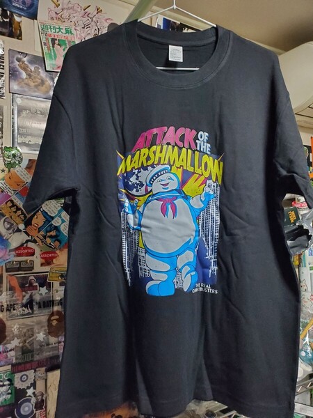 新品│ゴーストバスターズ│マシュマロマン│輸入Tシャツ│海外インポート品│サイズL│ブラック│黒│HIPHOP│ストリート│映画