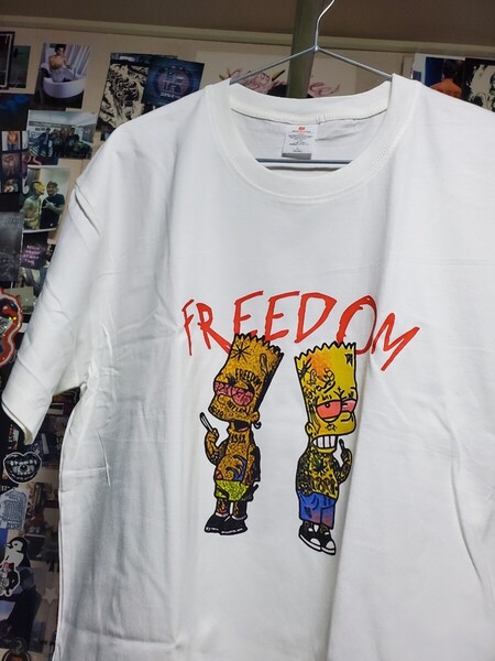新品│シンプソンズ│ギャングスタver│輸入Tシャツ│海外インポート品│サイズL│白│ホワイト│HIPHOP│ストリート、アニメ
