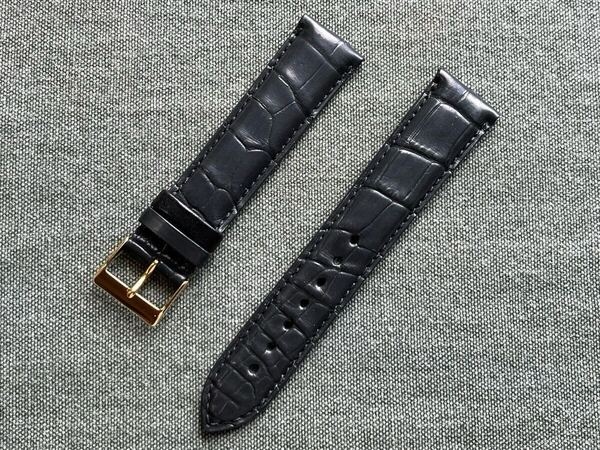 即決!送料無料!フランス直輸入 クロコ時計ベルト 20mm チャコールグレー マットクロコダイル ビンテージデッドストック品 D20-5