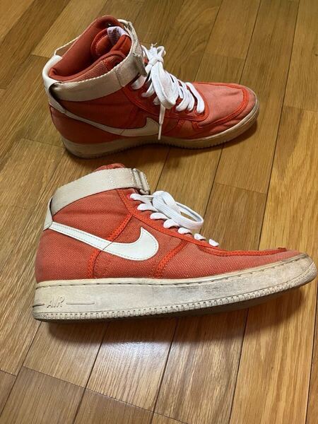 【オールドNIKE95年製】NIKE AIR FORCE 1 HI CVS ORANGE /WHITE US10.5 ナイキ エアフォース1 キャンバス オレンジ白 28.5cm ビンテージ