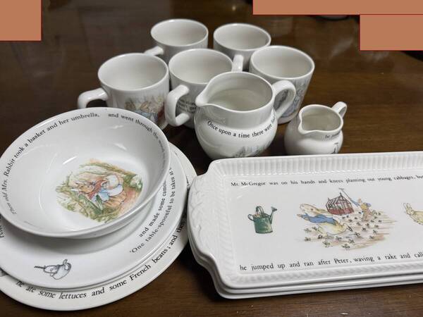 14点 ウェッジウッド ピーターラビット カップ サンドイッチトレイ プレート ボウル ピッチャー Wedgwood 旧刻印 英国製
