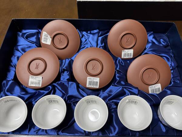 マイセン レリーフ ジャパニーズカップ 5点 / 日本茶 中国茶 湯呑み 茶托 Meissen 双剣