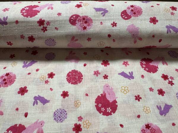 5m ドビー 110×500cm 綿100% / 生地 はぎれ 日本製 和柄 うさぎ 桜 小紋 和調 風呂敷などに WAGARA