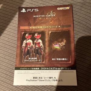 【コードのみ】限定特典 プロダクト コード ギルドナイトシリーズ 希望の護石 ★モンスターハンターワイルズ PS5
