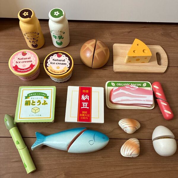 ままごと マザーガーデン 貝 魚 バーベキュー マグネット スイーツ アイスクリーム まとめ売り 木製玩具 木のおもちゃ 送料無料
