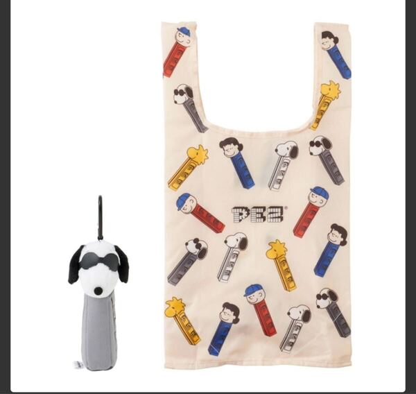 ★新品★プラザ限定 スヌーピー PEANUTS PEZ ポーチ付きエコバッグ②