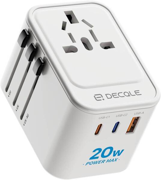 海外変換プラグ コンセントマルチ変換プラグ 2 USB-C(PD 20W) &