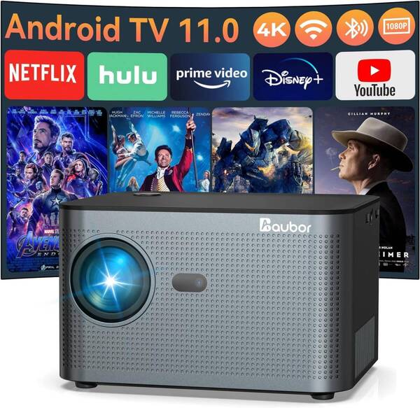 プロジェクター 家庭用 4K対応Android TV 11プロジェクター 100
