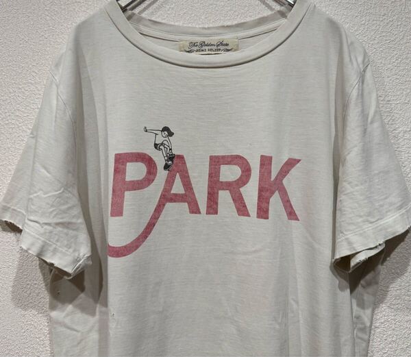 REMI RELIEF レミレリーフ PARK プリントTシャツ 日本製 ユーズド加工 シングルステッチ スケボーtシャツ L
