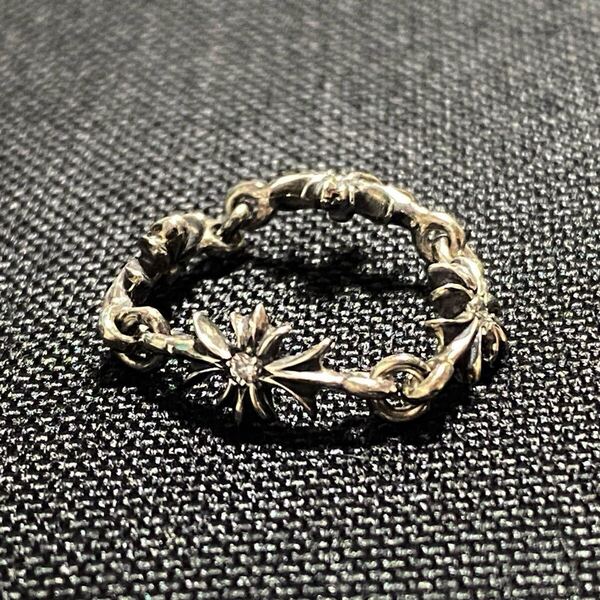 クロムハーツ タイニーE CHプラス クロス リング 指輪 タイニーEリング 4Pダイヤ 12号 CHROME HEARTS 美品 シルバー /キーパー フローラル