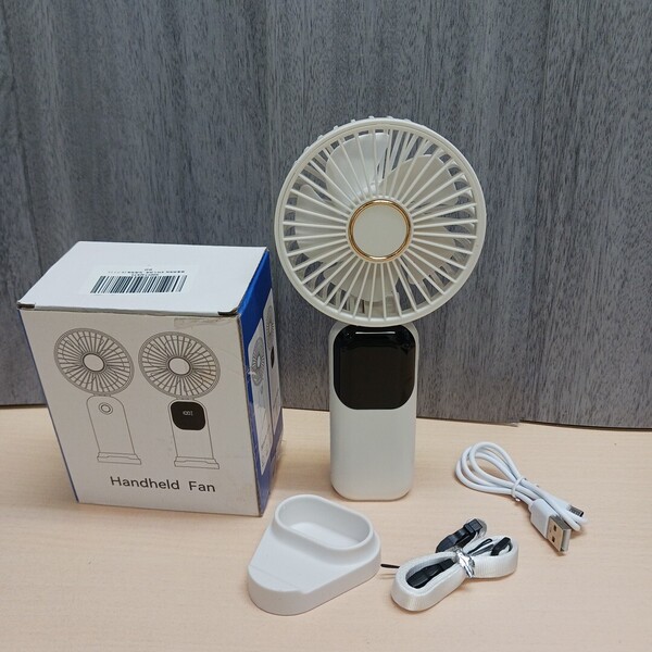 y062404k ハンディファン 手持ち扇風機 携帯扇風機 静音 強力 冷却 軽量 首掛け/手持ち卓上 Type-C急速充電式 折り畳み ホワイト