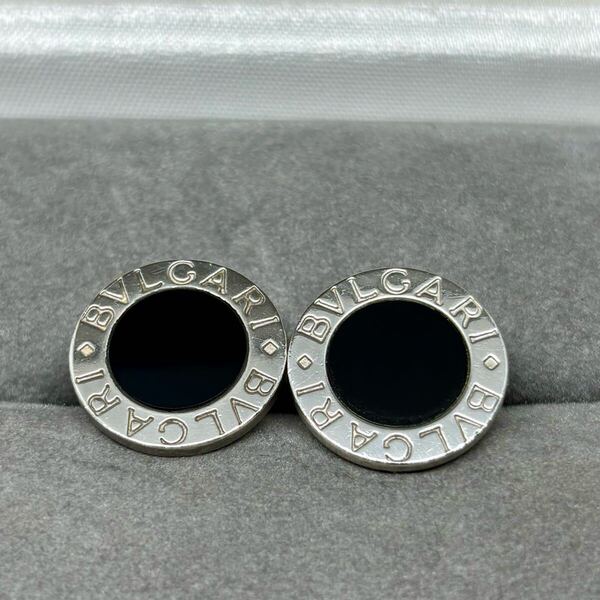 【良品】【ブルガリ】BVLGARI カフス カフスボタン オニキス ロゴ シルバー925 ブラック×シルバー 紳士 ビジネス 結婚式(2506328964)