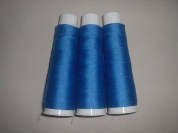 ロック用に90番ミシン糸☆青3本セット
