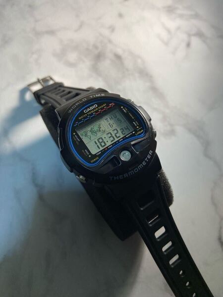★80's Vintage★希少品【送料無料】CASIO TS-150 THERMO METER 日本製 新品電池 豆球ライト 新品ベルト チープカシオ ヴィンテージカシオ
