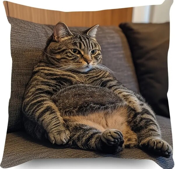 猫 クッションカバー キジ猫 おっさん座り43cm 45cm