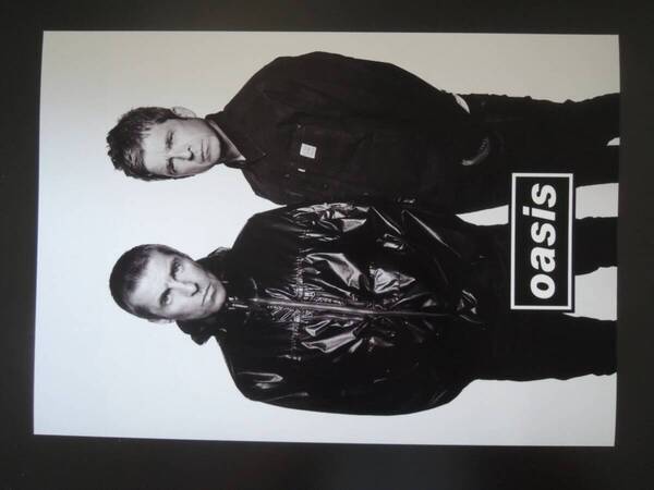 A4 額付き ポスター オアシス OASIS リアムギャラガー William Gallagher ノエルギャラガー Noel Gallagher ロック 白黒 写真