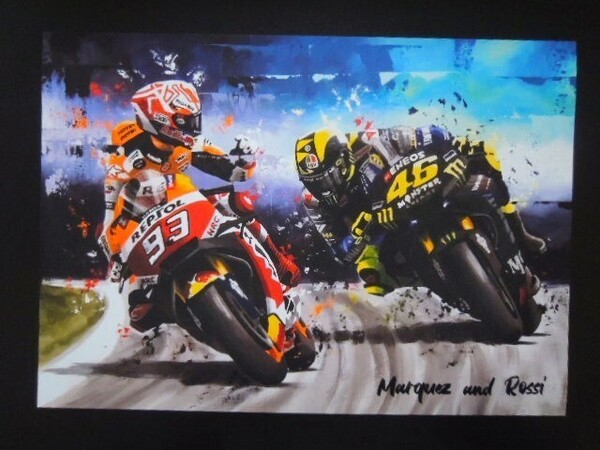A4 額付き ポスター マルクマルケス Marc Marquez バレンティーノロッシ Valentino Rossi バイク