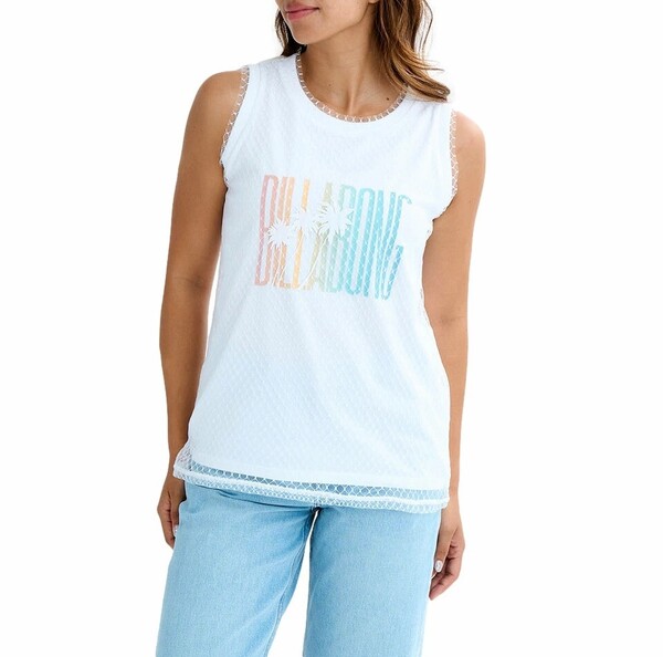★送料無料★2025春夏 新品【BILLABONG/ビラボン】LACE LAYERED TANK TOP タンクトップ【BOY FIT】 WHT レディースM BF01C363