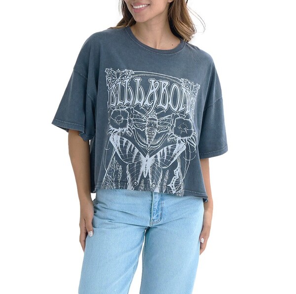 ★送料無料★2025春夏 新品【BILLABONG/ビラボン】GRAPHIC WIDE LOOSE CROPPED TEE Tシャツ OFB レディースM BF01C213