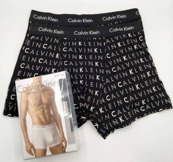 【Mサイズ】Calvin Klein(カルバンクライン) コットンストレッチ ボクサーパンツ ブラック ロゴ 2枚 メンズボクサーパンツ 男性下着 U2662
