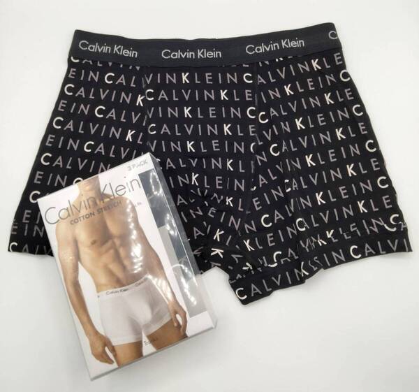 【Lサイズ】Calvin Klein(カルバンクライン) コットンストレッチ ボクサーパンツ ブラック ロゴ 1枚 メンズボクサーパンツ 男性下着 U2662