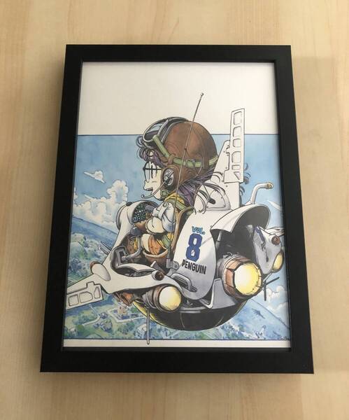 kj ★額装品 ★ 88 鳥山明 ドクタースランプ アラレちゃん 飛行機 B5額入り ポスター風 貴重イラスト 漫画 アニメ ドラゴンボール